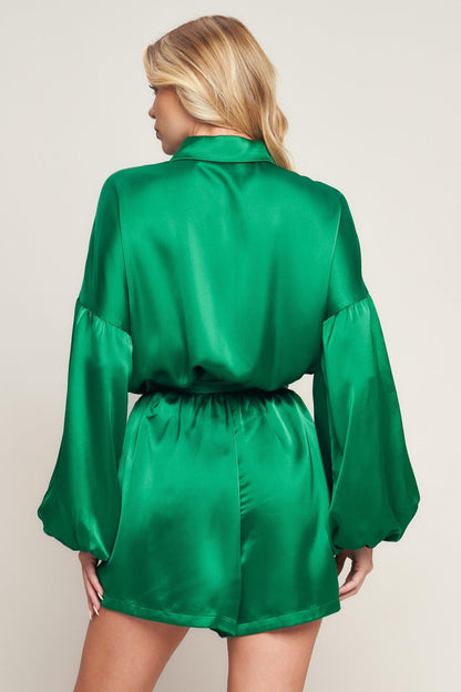 CELEBRATION TIME WOVEN SATIN ROMPER Flying Tomato