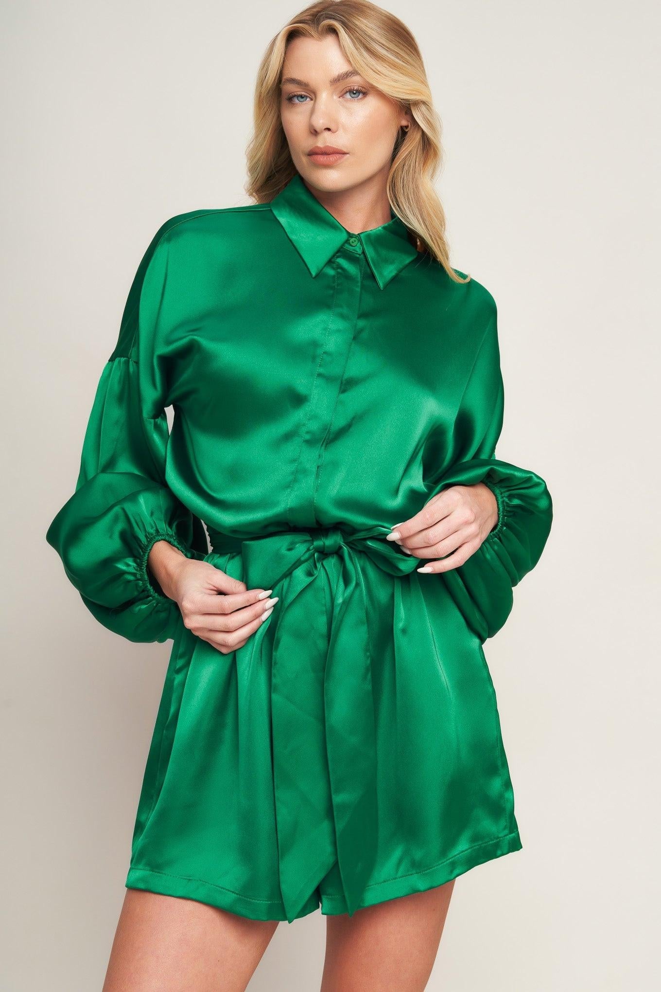 CELEBRATION TIME WOVEN SATIN ROMPER Flying Tomato