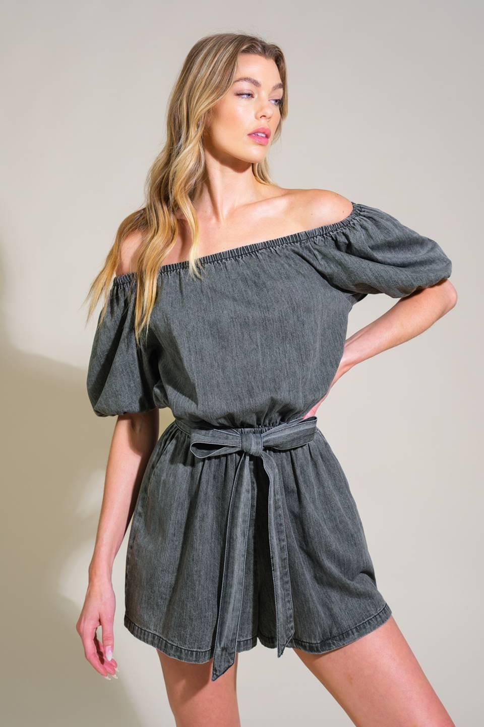 TINY TEMPTATIONS DENIM ROMPER Flying Tomato