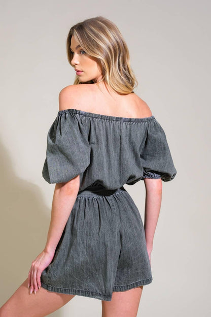 TINY TEMPTATIONS DENIM ROMPER Flying Tomato