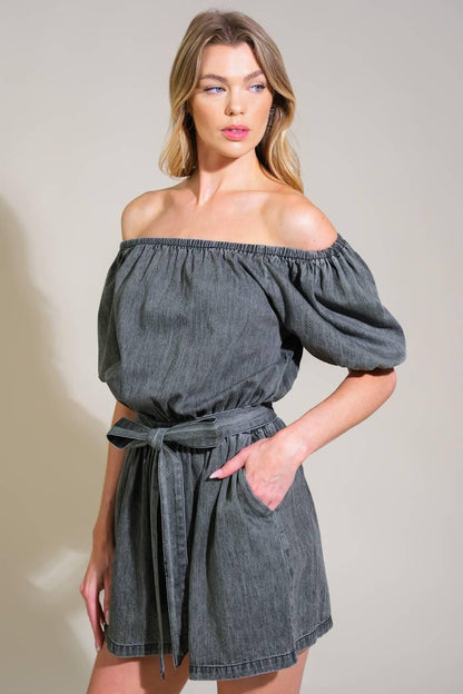 TINY TEMPTATIONS DENIM ROMPER Flying Tomato