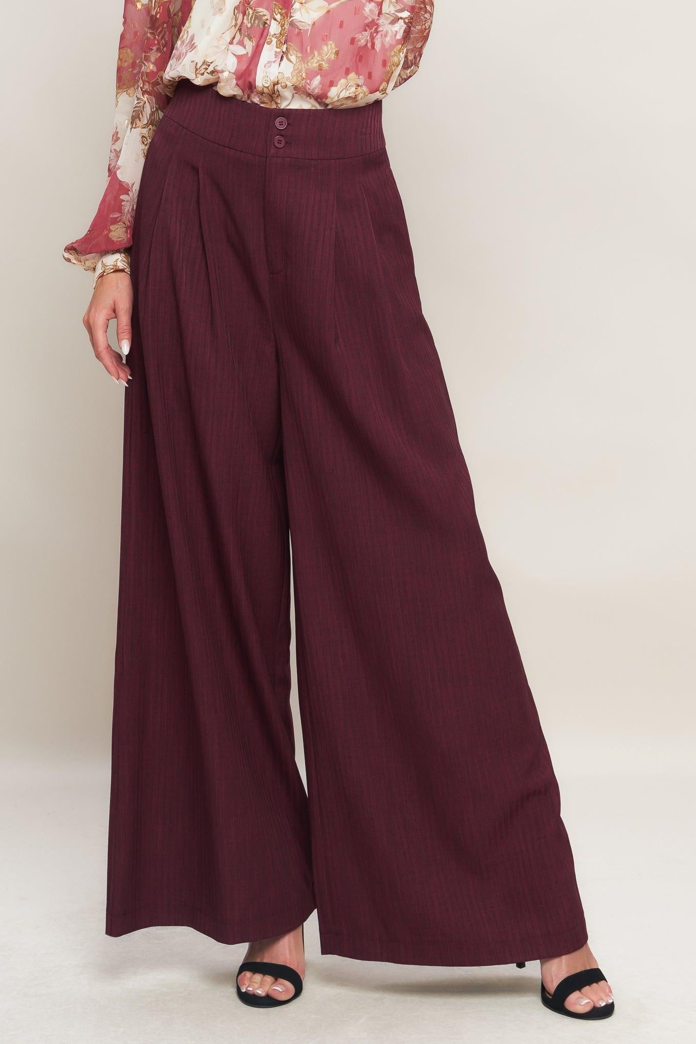 SWEET REMINISCENCE WOVEN WIDE LEG PANTS Flying Tomato