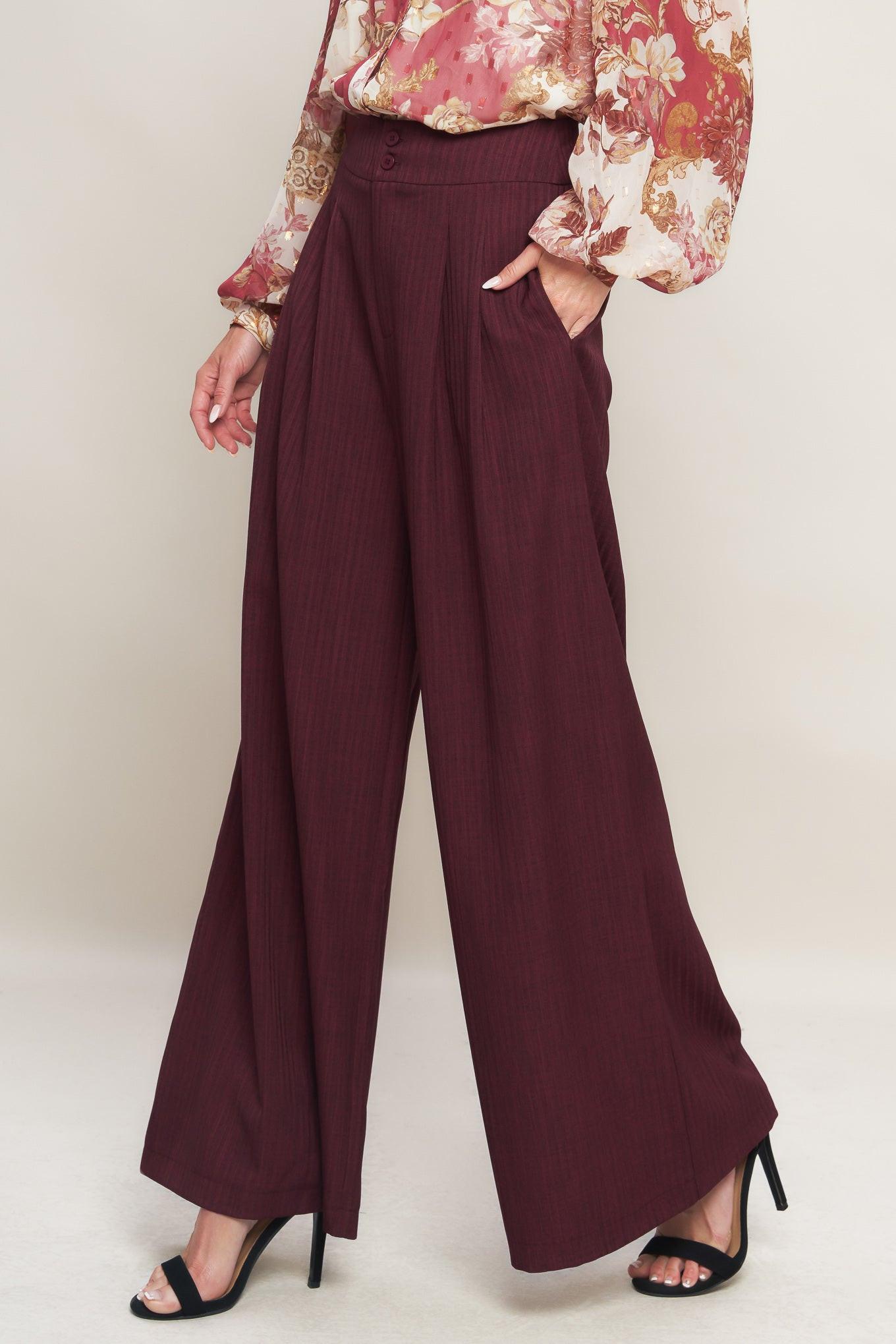 SWEET REMINISCENCE WOVEN WIDE LEG PANTS Flying Tomato