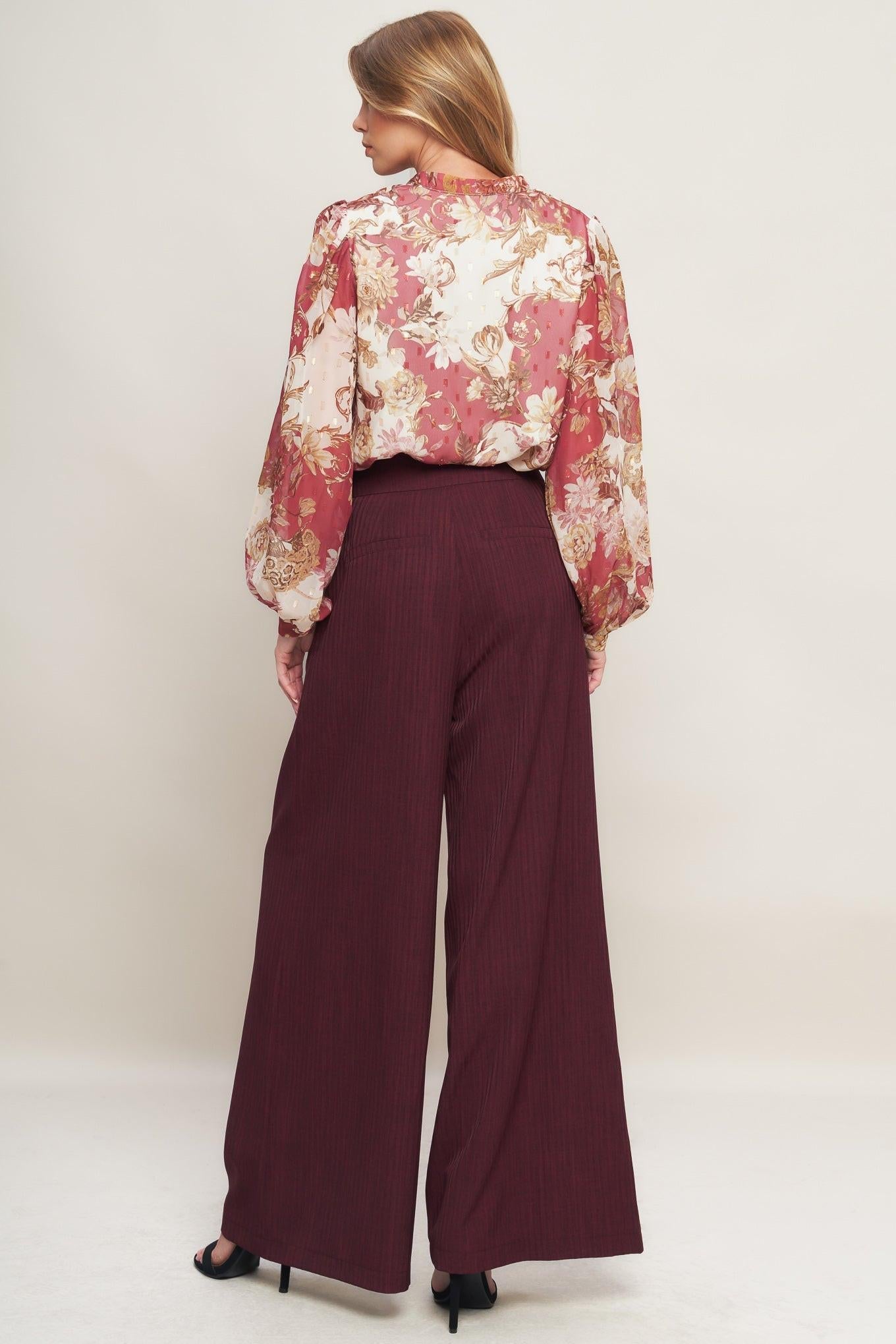 SWEET REMINISCENCE WOVEN WIDE LEG PANTS Flying Tomato