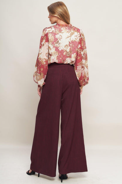SWEET REMINISCENCE WOVEN WIDE LEG PANTS Flying Tomato