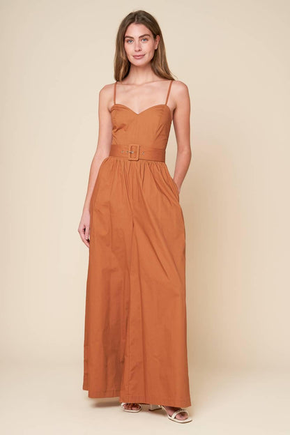 ELEVATED ICON BROWN WOVEN JUMPSUIT Flying Tomato