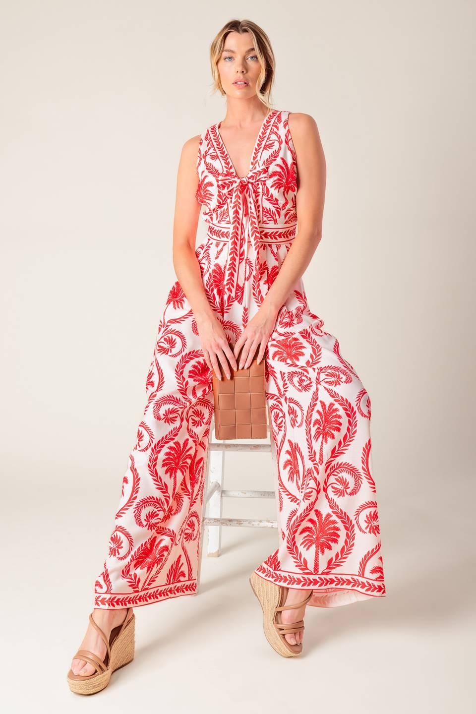 COLETTE DREAM RED WOVEN JUMPSUIT Flying Tomato