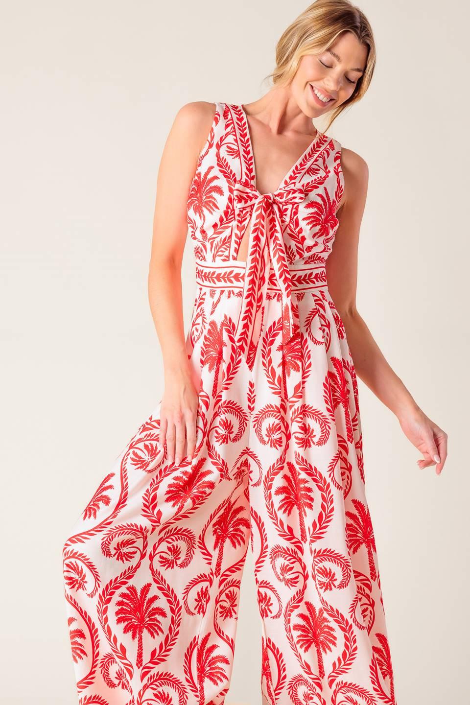COLETTE DREAM RED WOVEN JUMPSUIT Flying Tomato