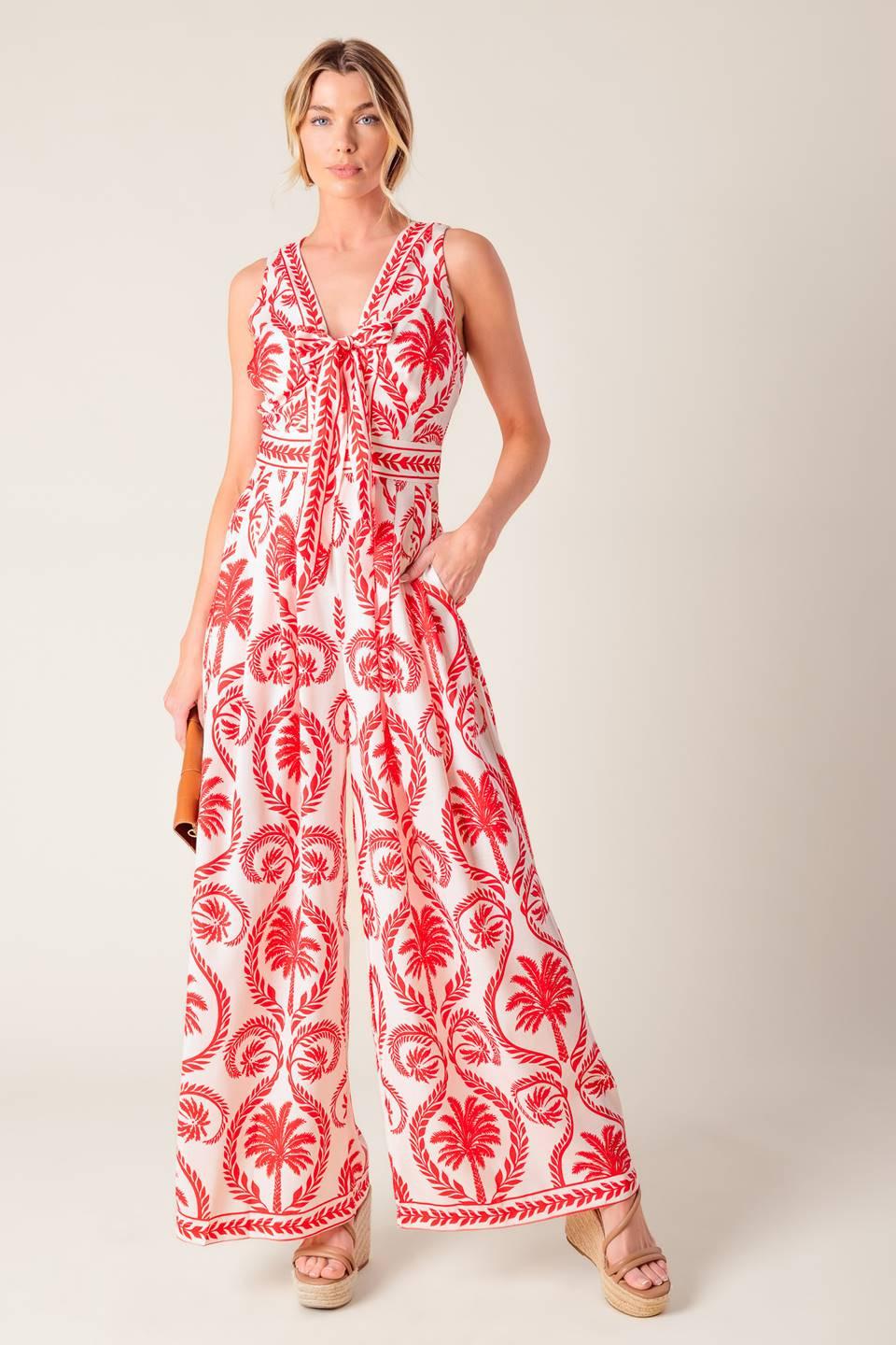 COLETTE DREAM RED WOVEN JUMPSUIT Flying Tomato