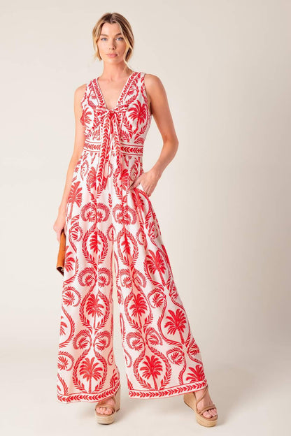 COLETTE DREAM RED WOVEN JUMPSUIT Flying Tomato