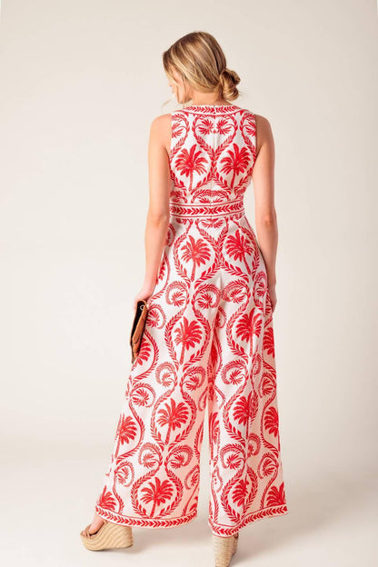 COLETTE DREAM RED WOVEN JUMPSUIT Flying Tomato
