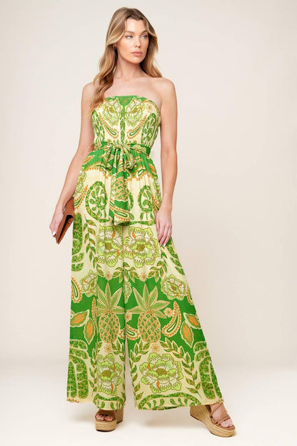 CAMERON MEADOW GREEN WOVEN JUMPSUIT Flying Tomato