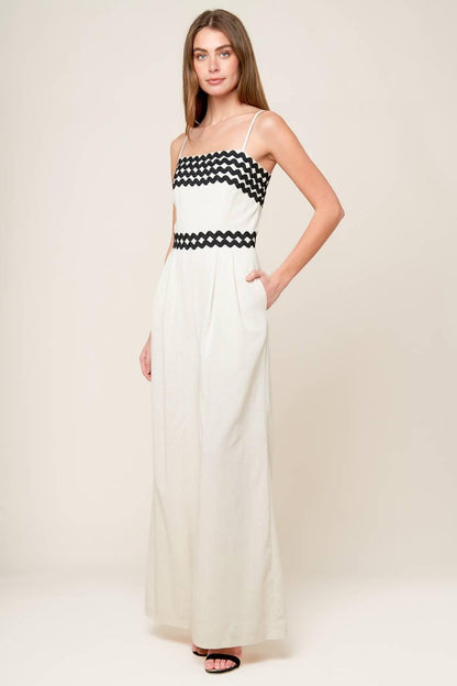 MEET AT THE PIER CREAM WOVEN JUMPSUIT Flying Tomato