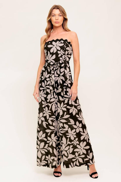 DREAMY ELEGANCE BLACK WOVEN JUMPSUIT Flying Tomato