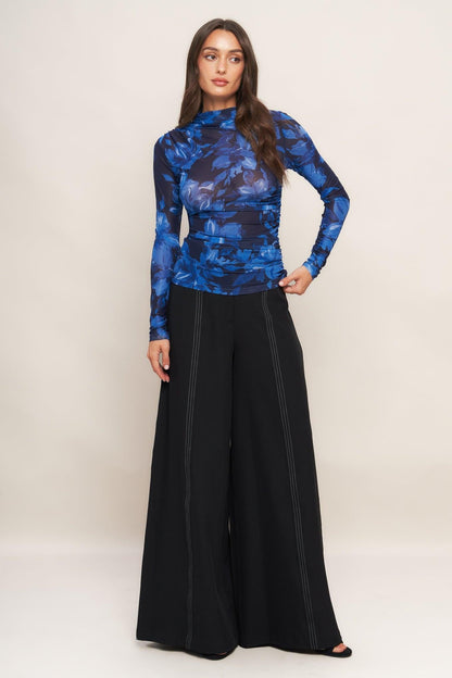 RUNWAY READY BLACK WOVEN WIDE LEG PANTS Flying Tomato