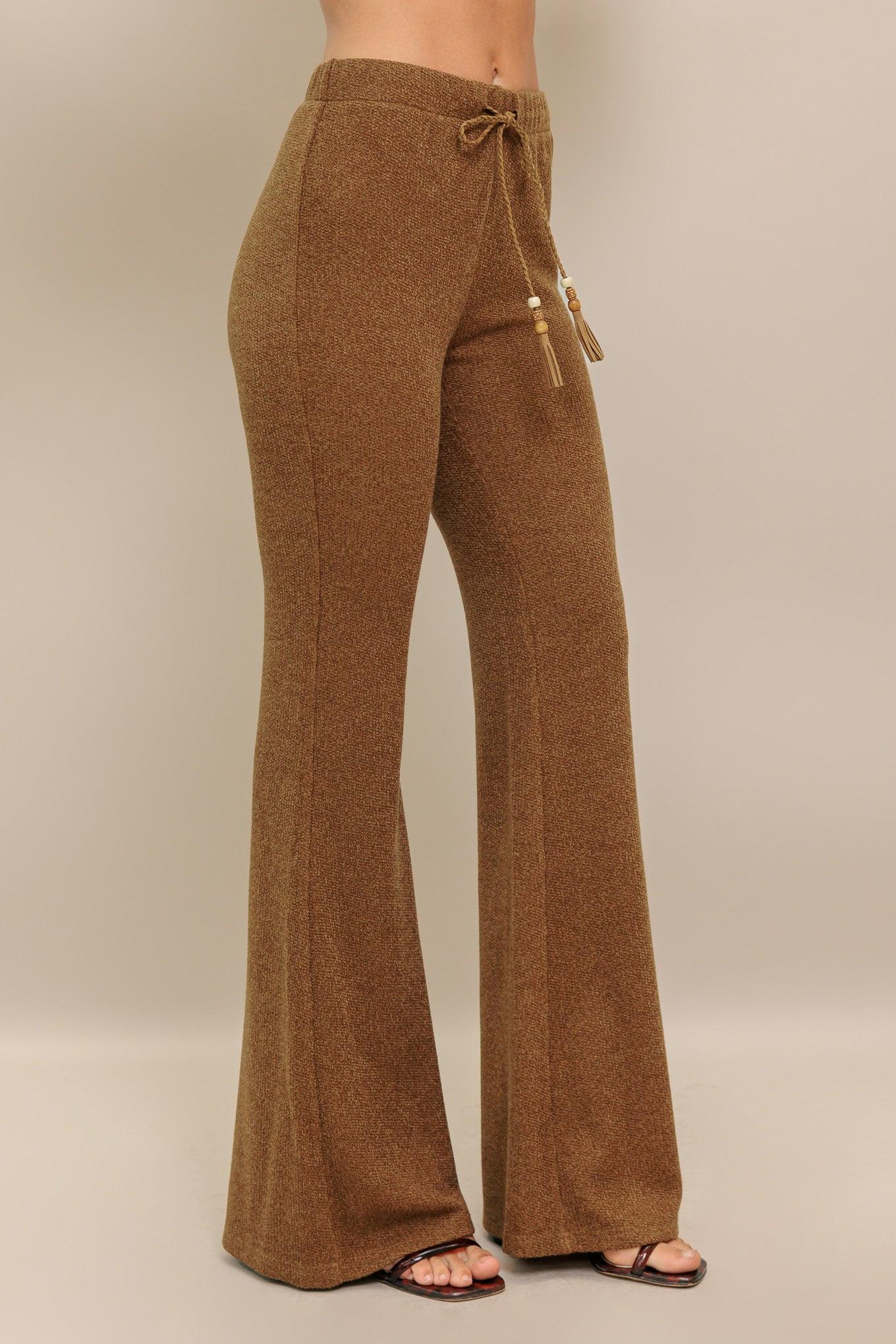 FLARE TOUCH SOLID KNIT PANTS Flying Tomato