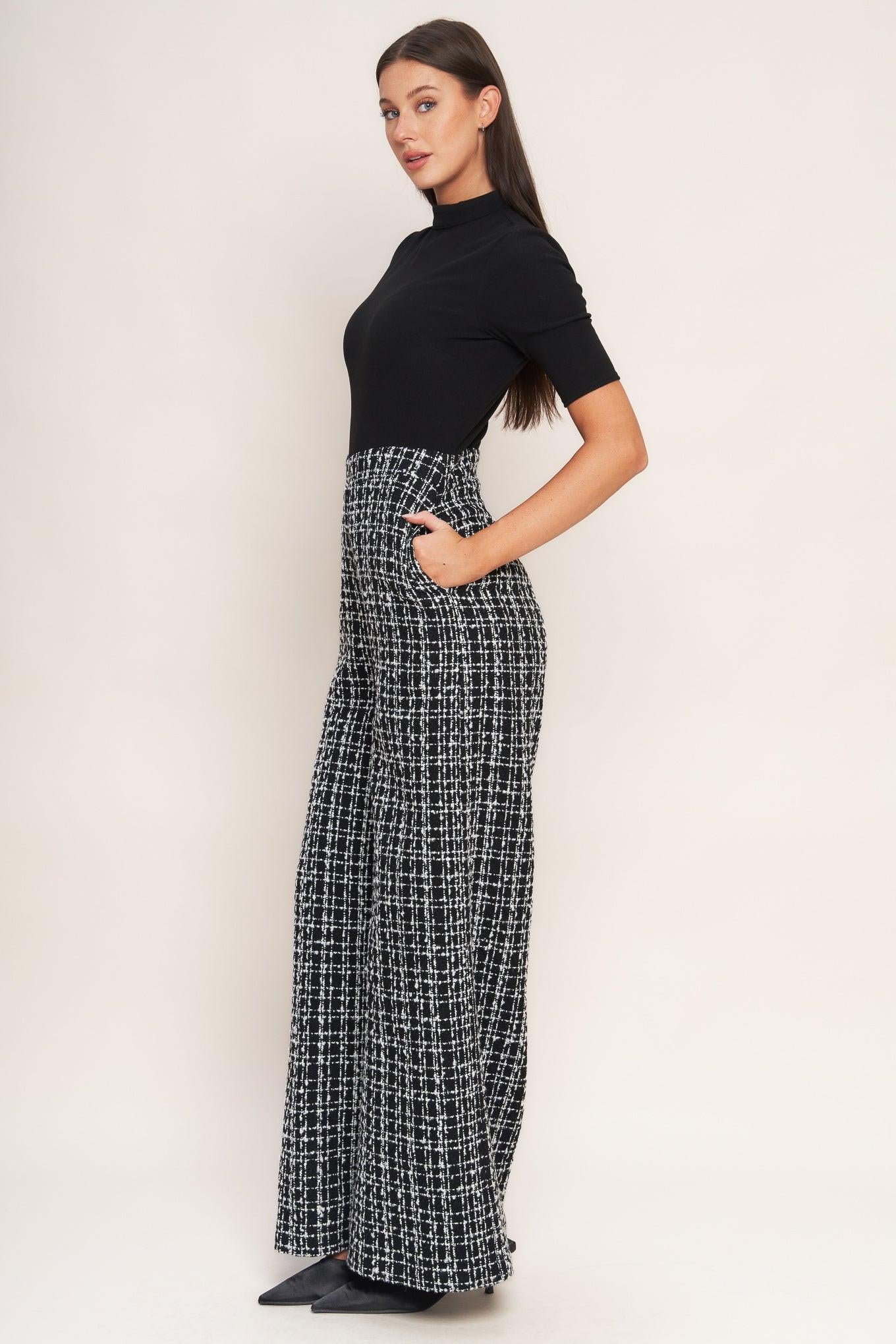 ÉCHEC PARISIEN KNIT TOP AND TWEED PANT JUMPSUIT Flying Tomato