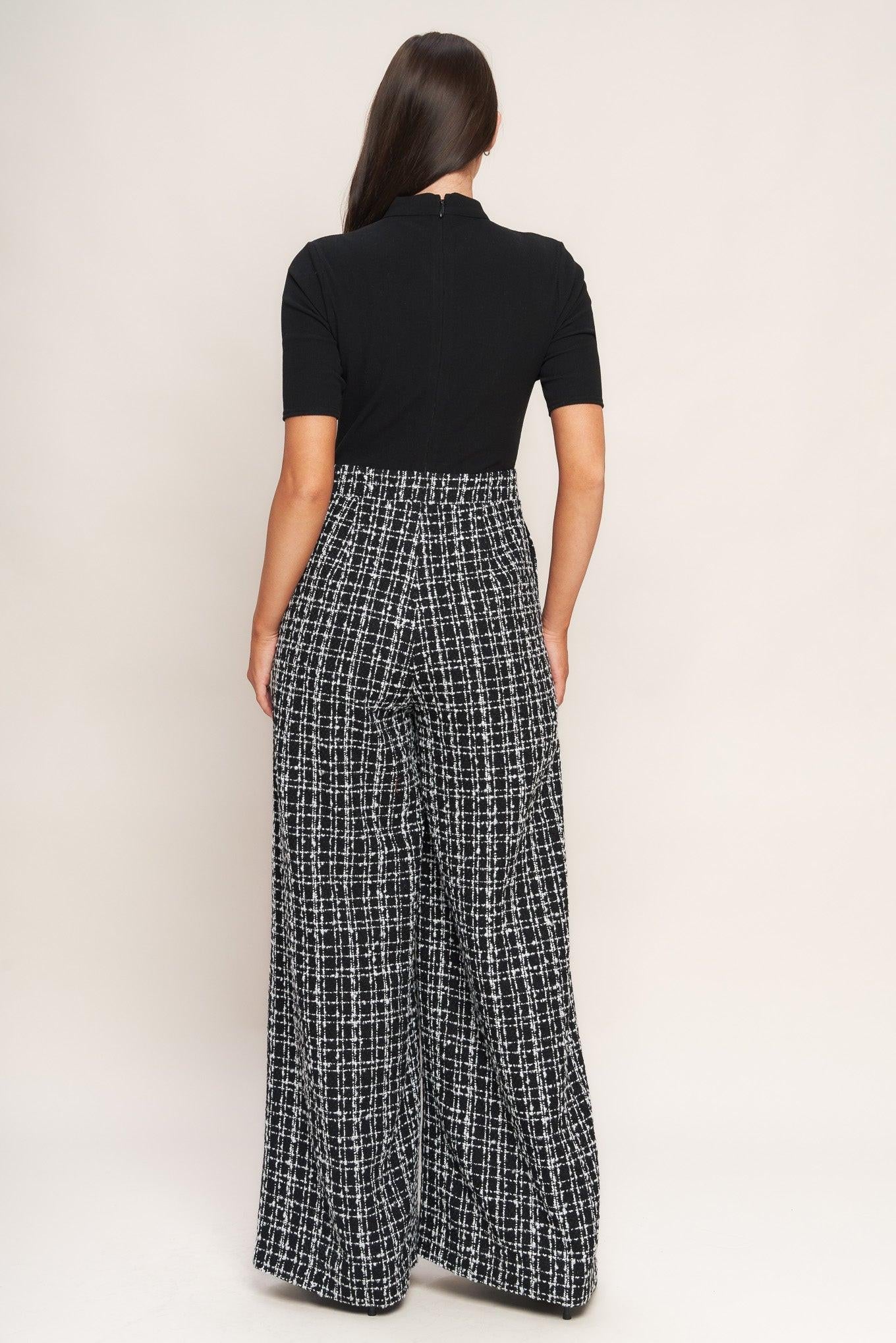 ÉCHEC PARISIEN KNIT TOP AND TWEED PANT JUMPSUIT Flying Tomato