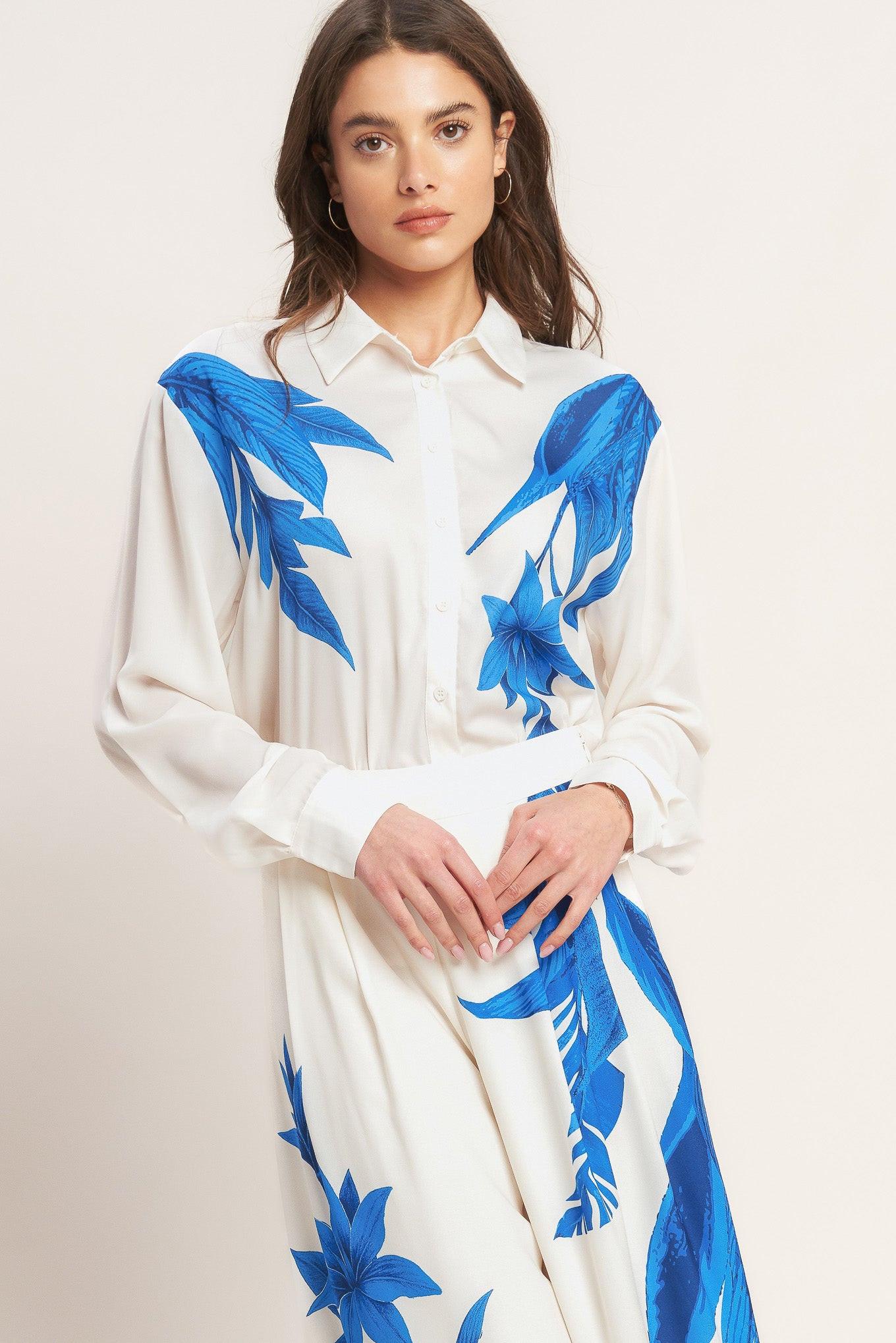 ASYMMETRICAL BOTANICAL WOVEN PANTS Flying Tomato