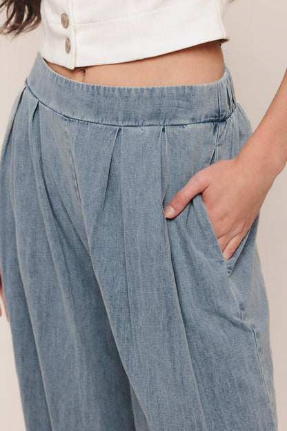 RELAXED DRAPE LIGHTWEIGHT DENIM PANTS Flying Tomato