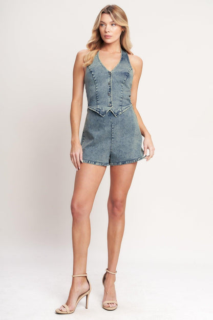EVERYDAY ESCAPE DENIM ROMPER Flying Tomato
