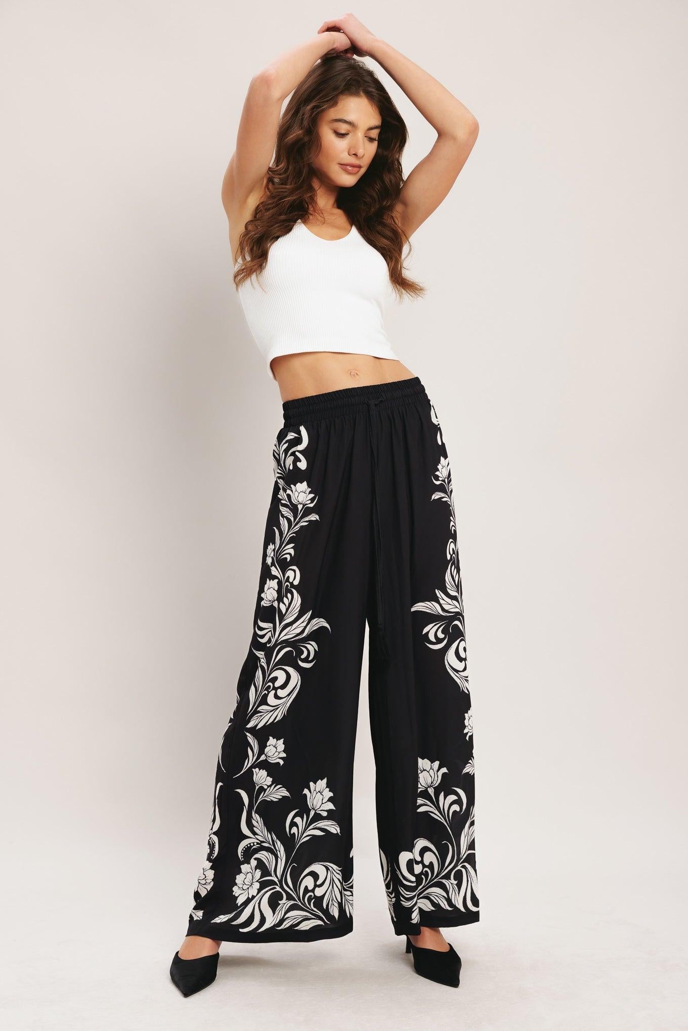 BLACK RIVIERA WOVEN PANTS Flying Tomato