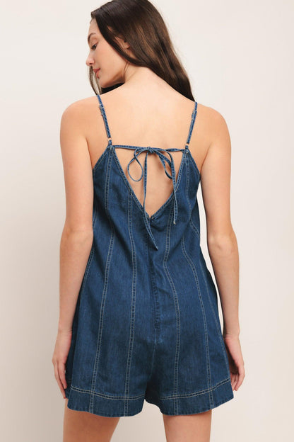 FRONTIER FLIRT LIGHTWEIGHT DENIM ROMPER Flying Tomato