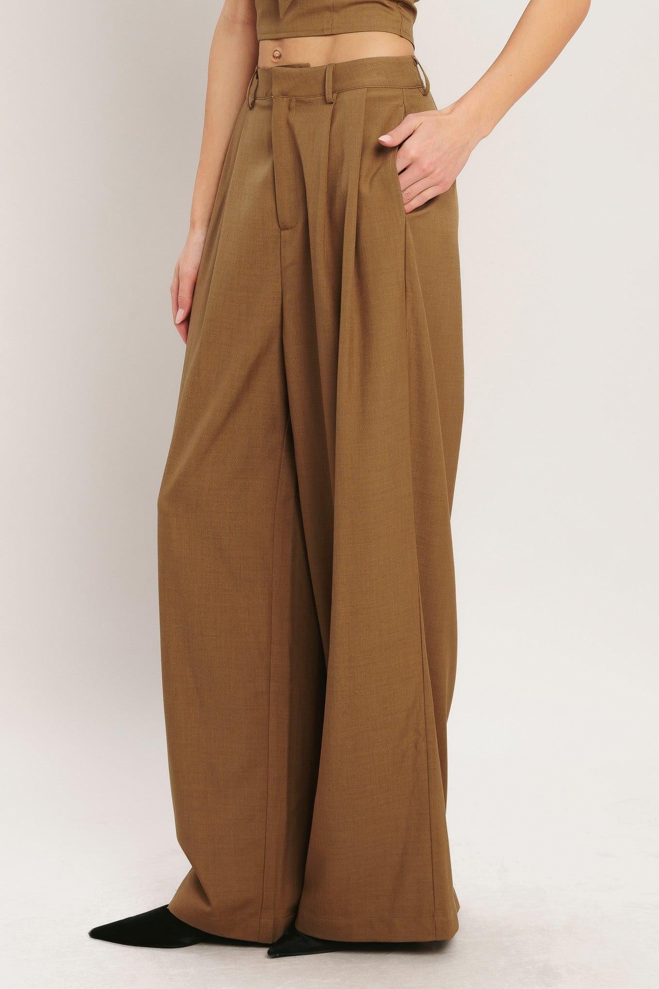 UMBER FLOW WOVEN WIDE LEG PANTS Flying Tomato