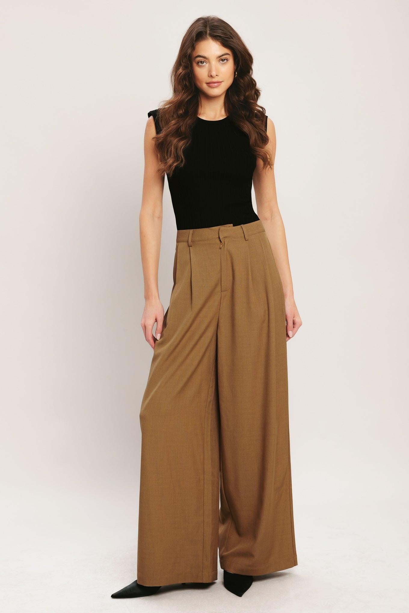 UMBER FLOW WOVEN WIDE LEG PANTS Flying Tomato