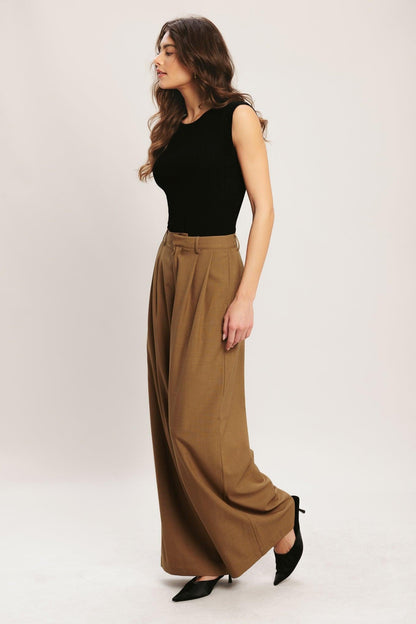 UMBER FLOW WOVEN WIDE LEG PANTS Flying Tomato