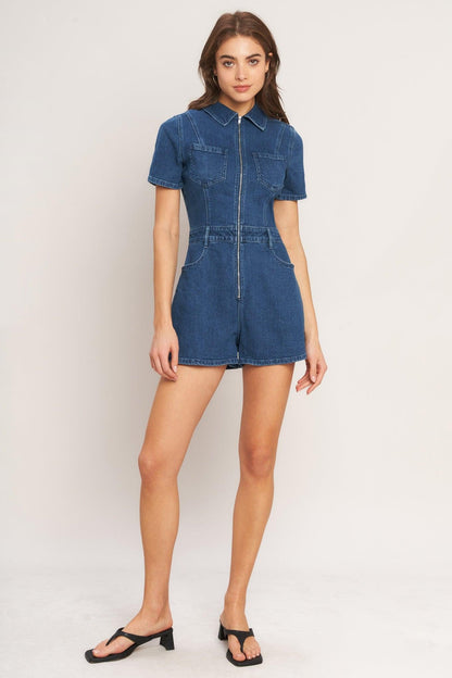 CASUAL STRUCTURE DENIM ROMPER Flying Tomato
