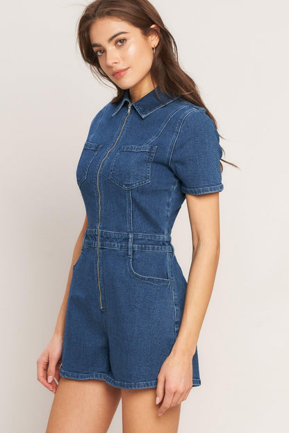 CASUAL STRUCTURE DENIM ROMPER Flying Tomato
