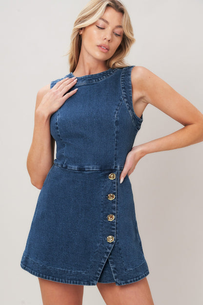 MIDNIGHT DENIM SKORT ROMPER Flying Tomato