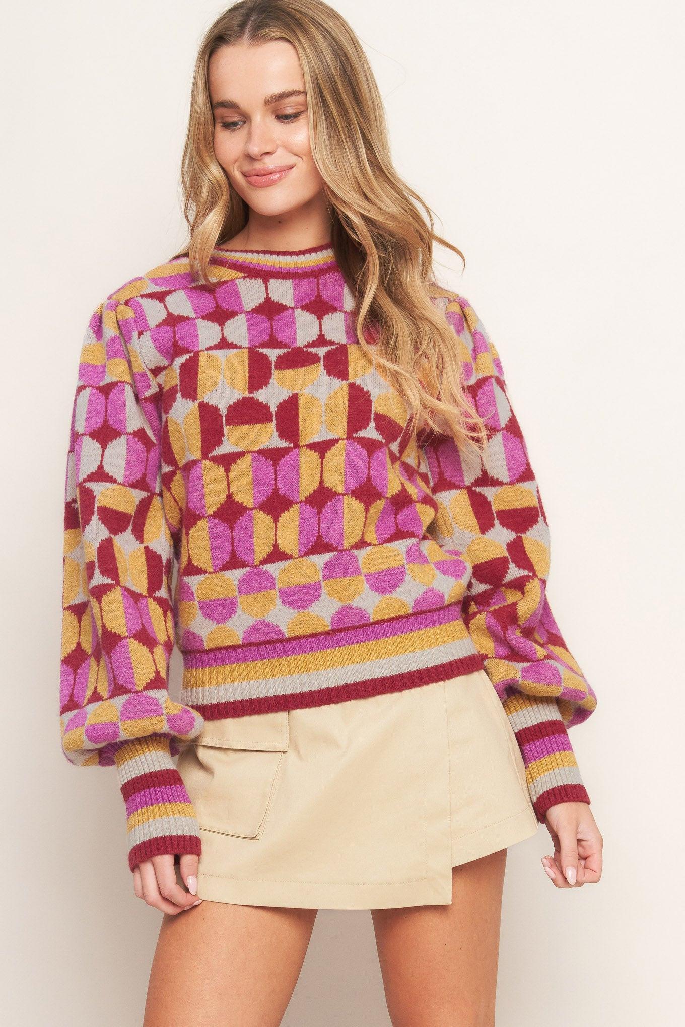 CHEER YOU ON JACQUARD SWEATER TOP Flying Tomato