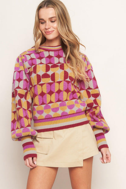 CHEER YOU ON JACQUARD SWEATER TOP Flying Tomato