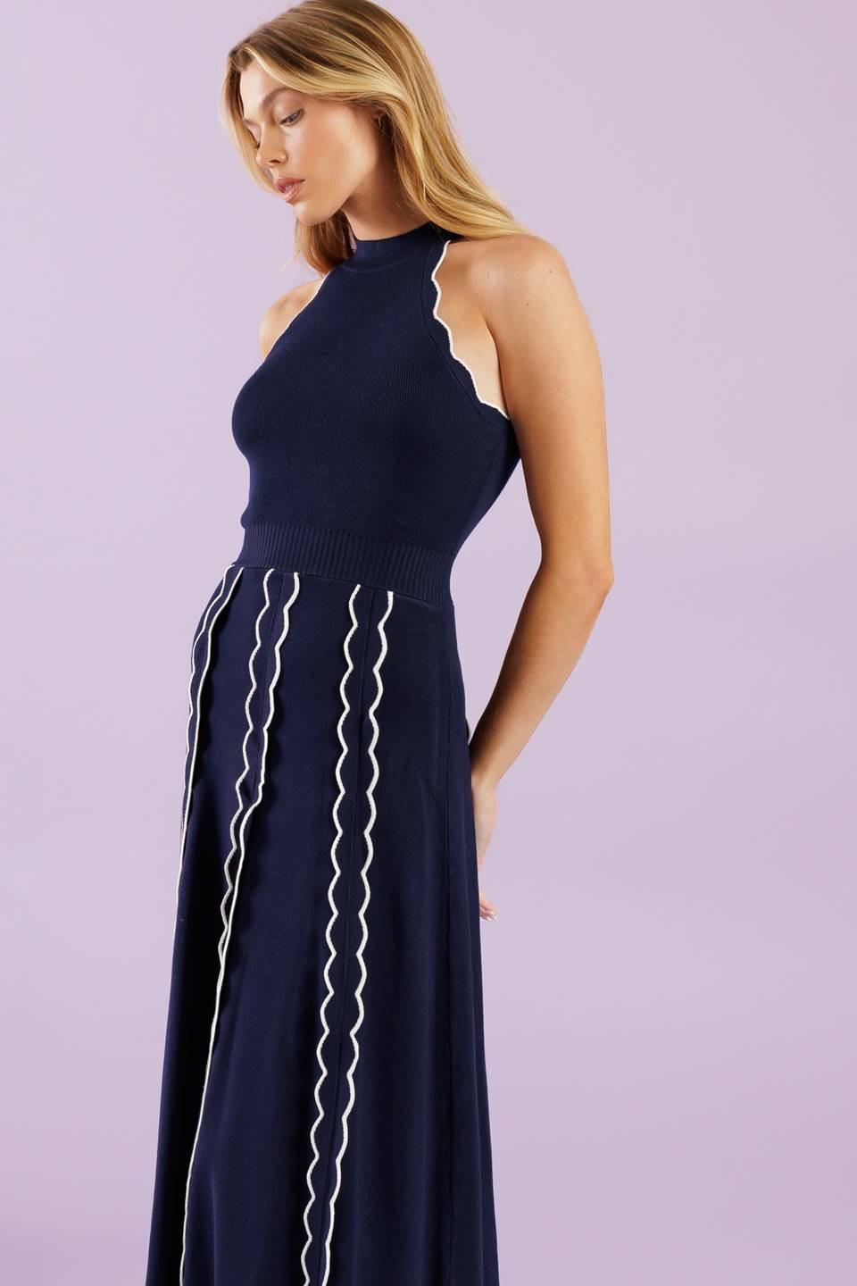 TIME FOR CHEER NAVY SWEATER MIDI DRESS Flying Tomato