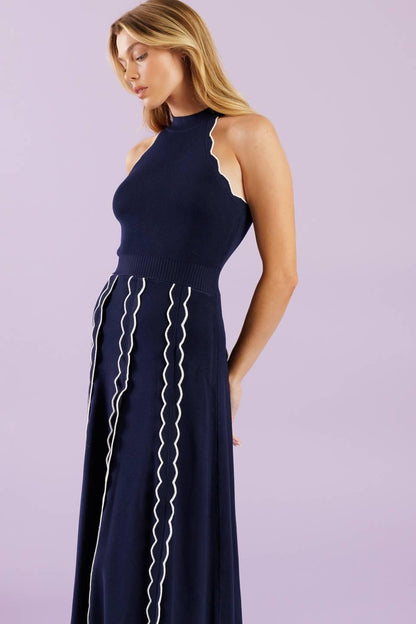 TIME FOR CHEER NAVY SWEATER MIDI DRESS Flying Tomato