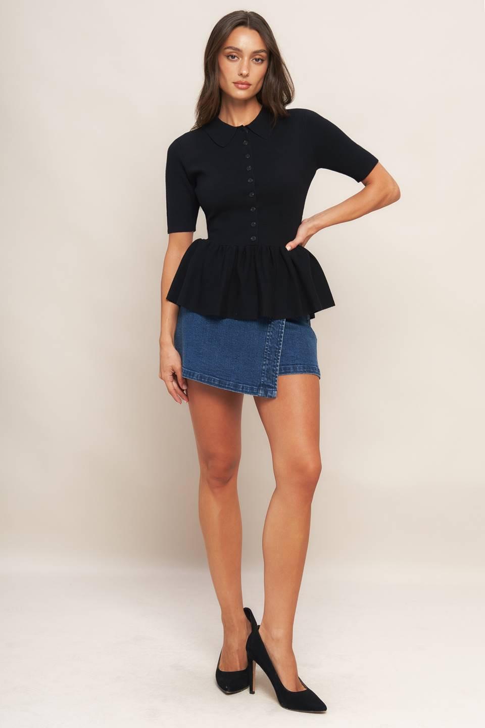 SWEET SERENADE BLACK WOVEN TOP Flying Tomato