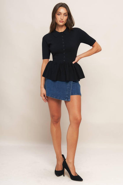 SWEET SERENADE BLACK WOVEN TOP Flying Tomato