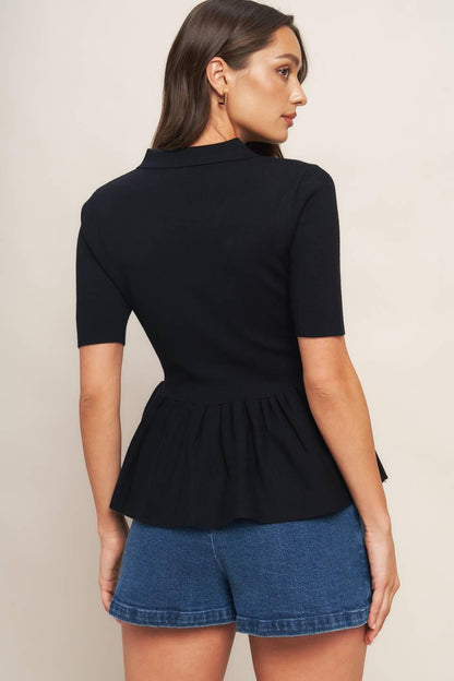 SWEET SERENADE BLACK WOVEN TOP Flying Tomato