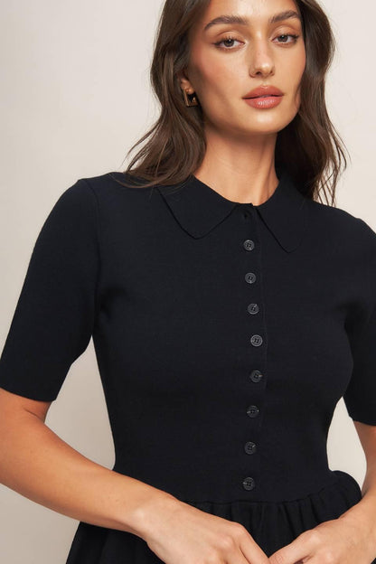 SWEET SERENADE BLACK WOVEN TOP Flying Tomato
