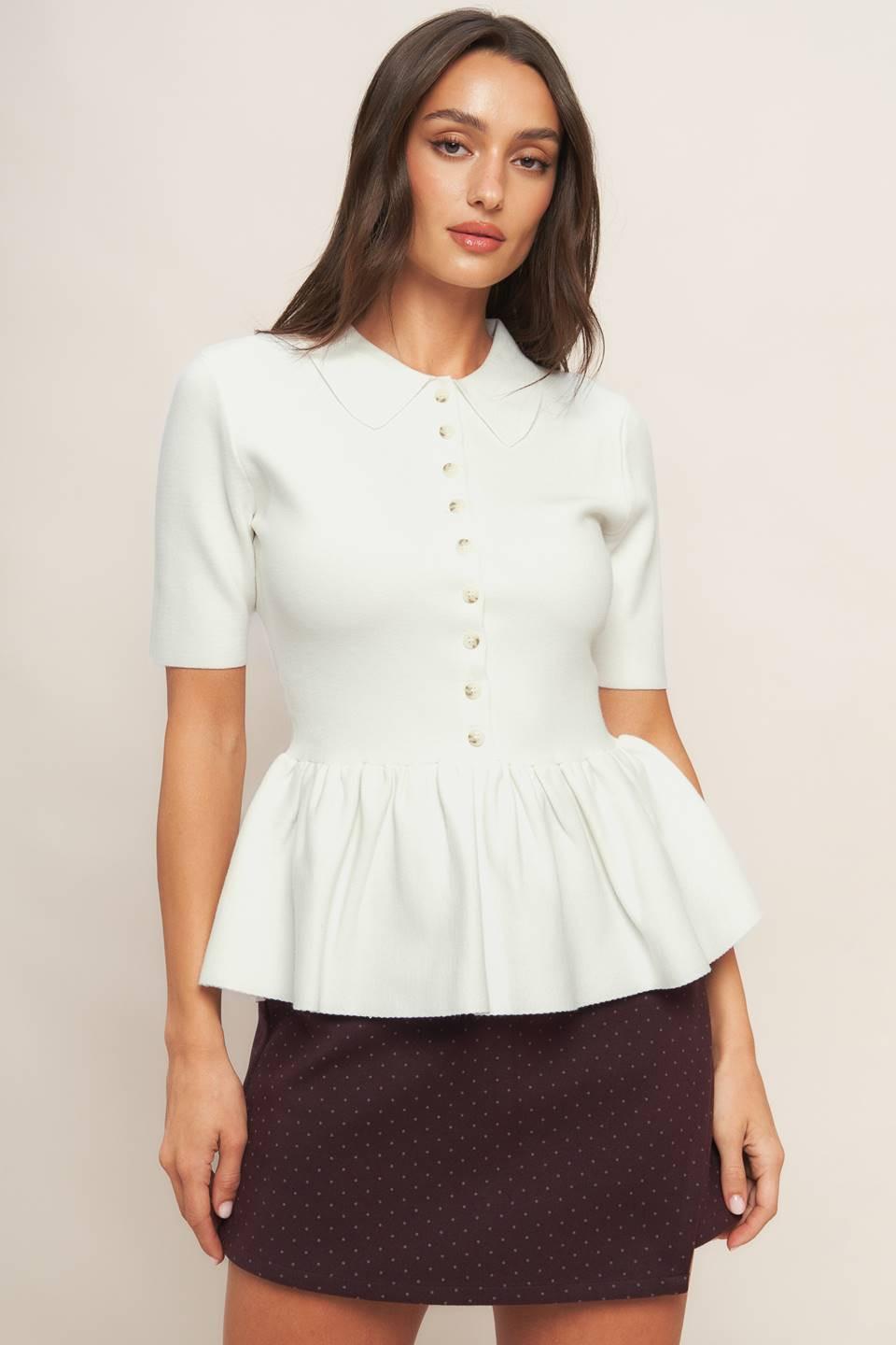 SWEET SERENADE CREAM WOVEN TOP Flying Tomato