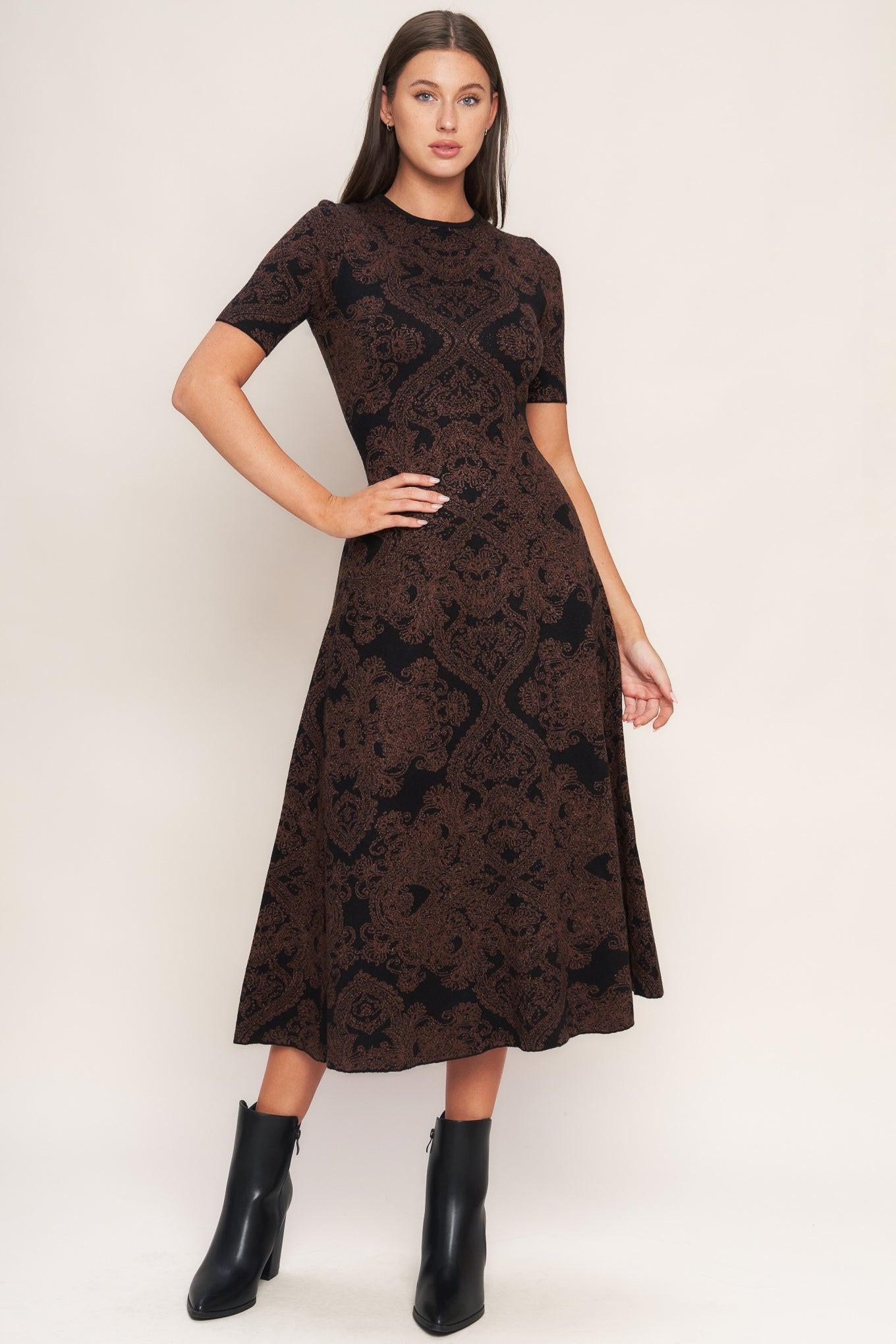 GOTHIC MUSE JACQUARD SWEATER MIDI DRESS Flying Tomato