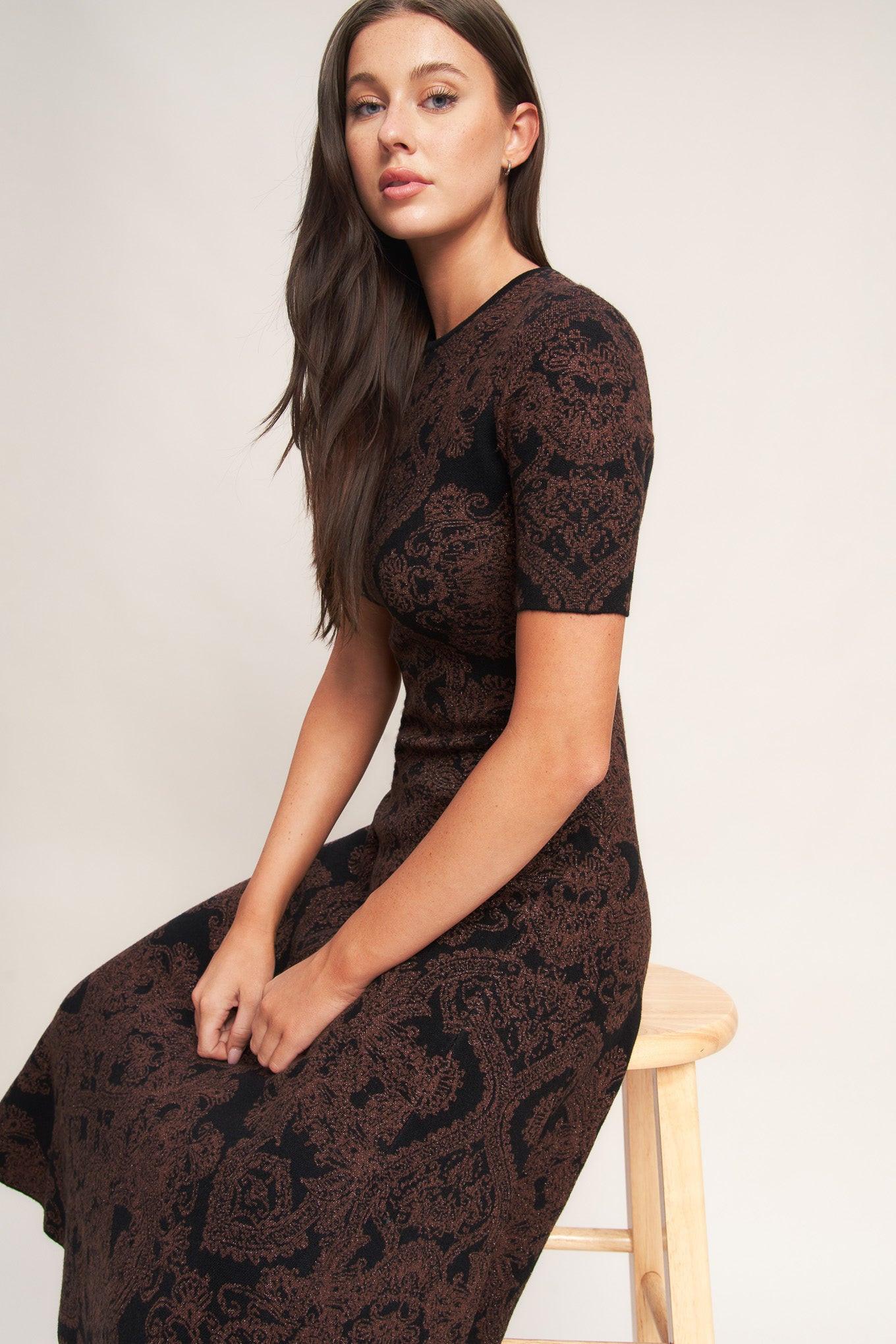 GOTHIC MUSE JACQUARD SWEATER MIDI DRESS Flying Tomato