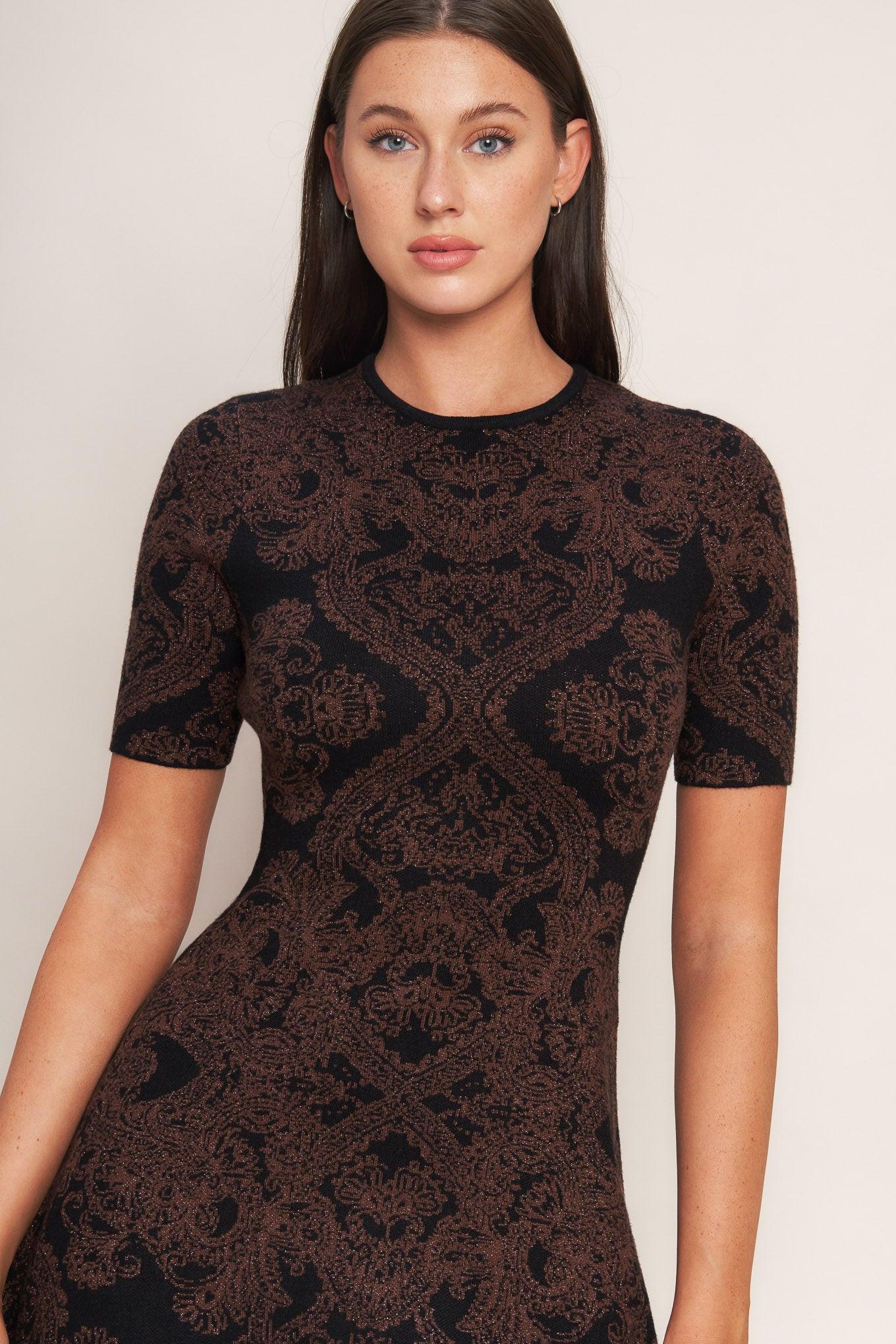 GOTHIC MUSE JACQUARD SWEATER MIDI DRESS Flying Tomato
