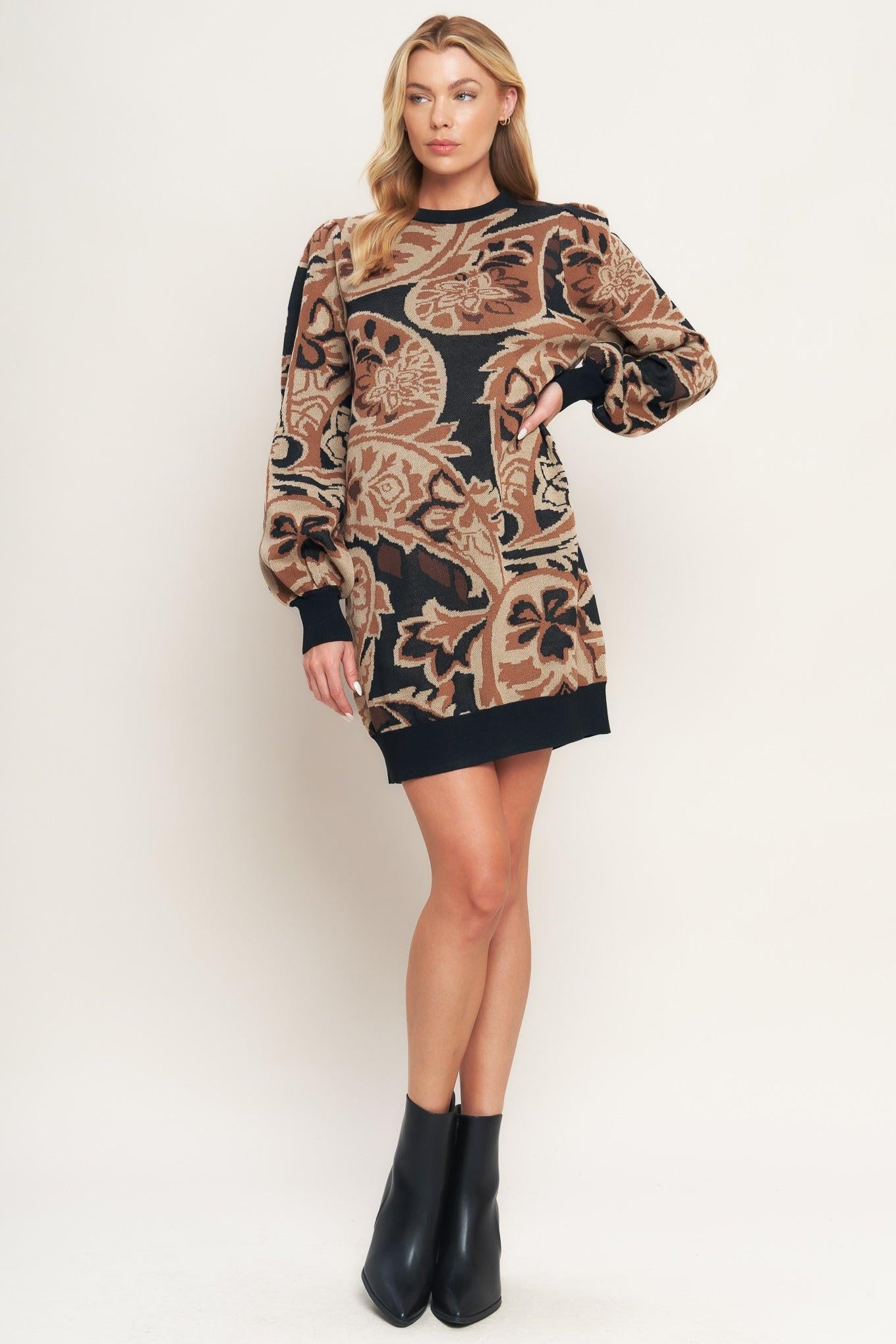 BAROQUE HAVANA SWEATER KNIT MINI DRESS Flying Tomato
