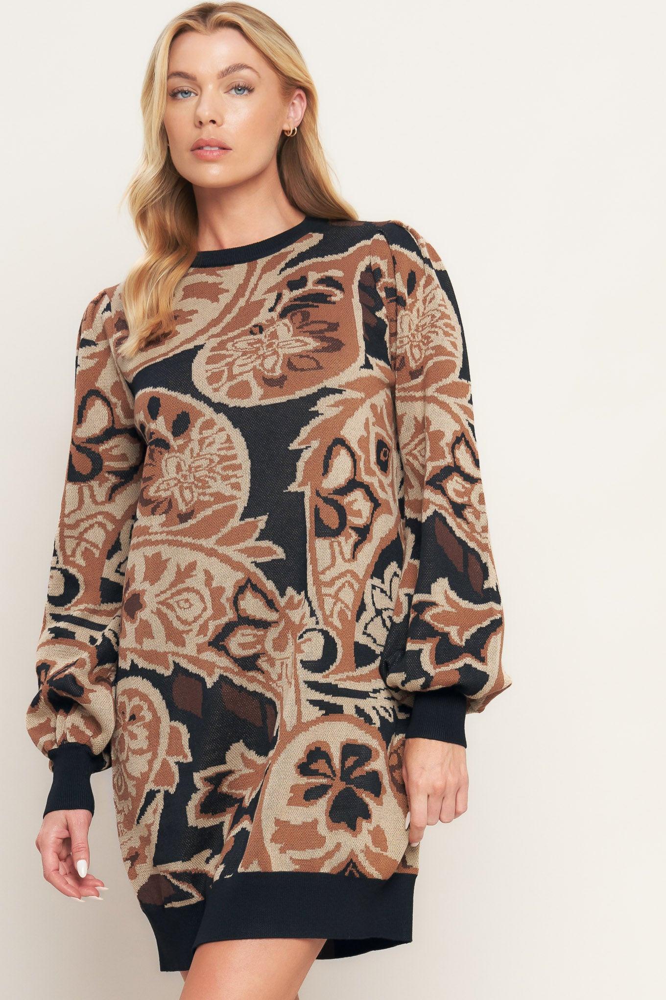 BAROQUE HAVANA SWEATER KNIT MINI DRESS Flying Tomato