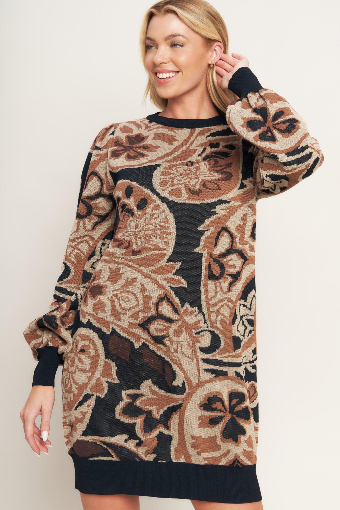BAROQUE HAVANA SWEATER KNIT MINI DRESS Flying Tomato