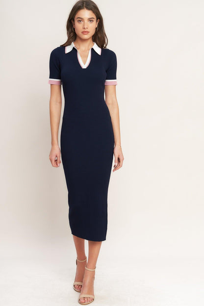 HEELS-READY SILHOUETTE KNIT MIDI DRESS Flying Tomato