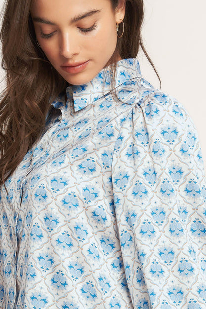 MOROCCAN MUSE BLUE WOVEN TOP Flying Tomato